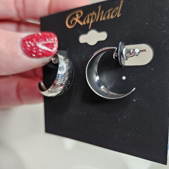 Women's Set of 2 Pairs of Earrings 2 Rings Lot of 4 Pieces Silver Tone - Picture 3 of 12